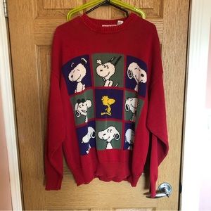 Vintage 90s Snoopy and Friends Knit Sweater